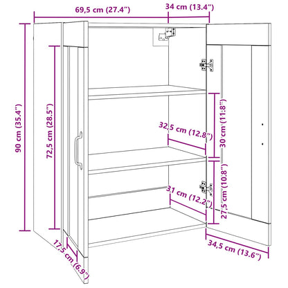 vidaXL Storage Cabinet Wall-mounted Black Oak 69.5 x 34 x 90 cm