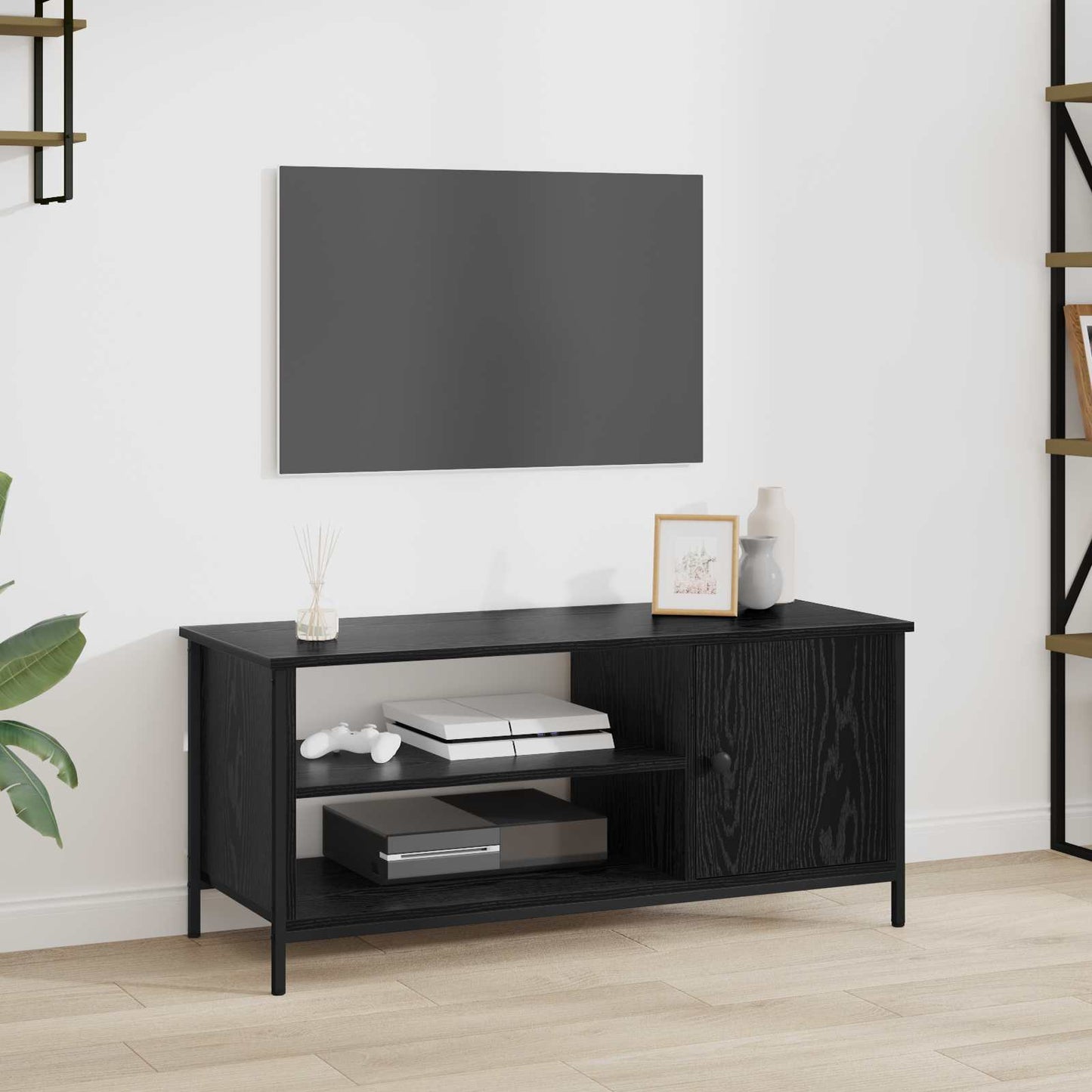 vidaXL TV Cabinet 100 x 40 x 45 cm Black Oak Engineered Wood
