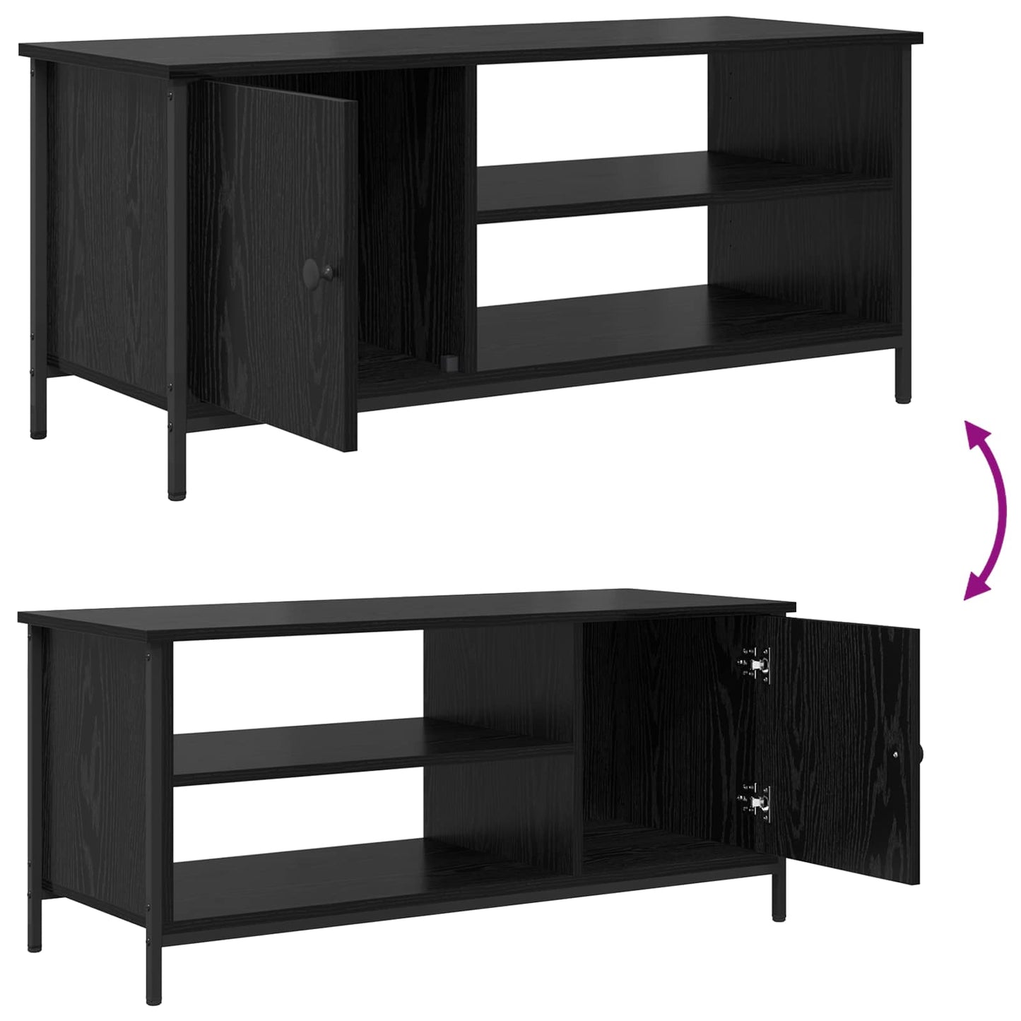 vidaXL TV Cabinet 100 x 40 x 45 cm Black Oak Engineered Wood