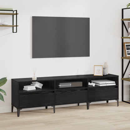 vidaXL TV Cabinet Black Oak 150 x 30 x 45 cm Engineered Wood and Iron