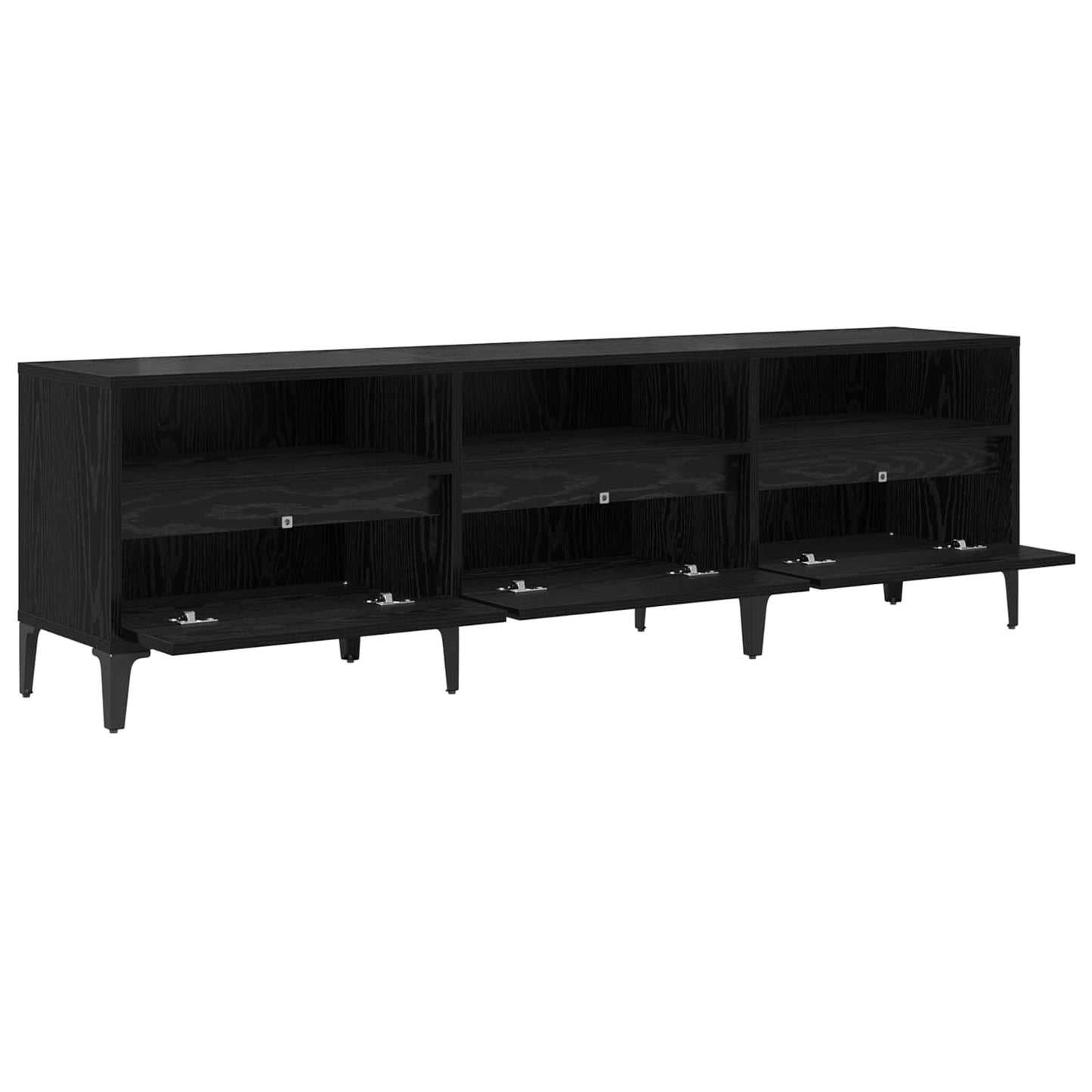 vidaXL TV Cabinet Black Oak 150 x 30 x 45 cm Engineered Wood and Iron