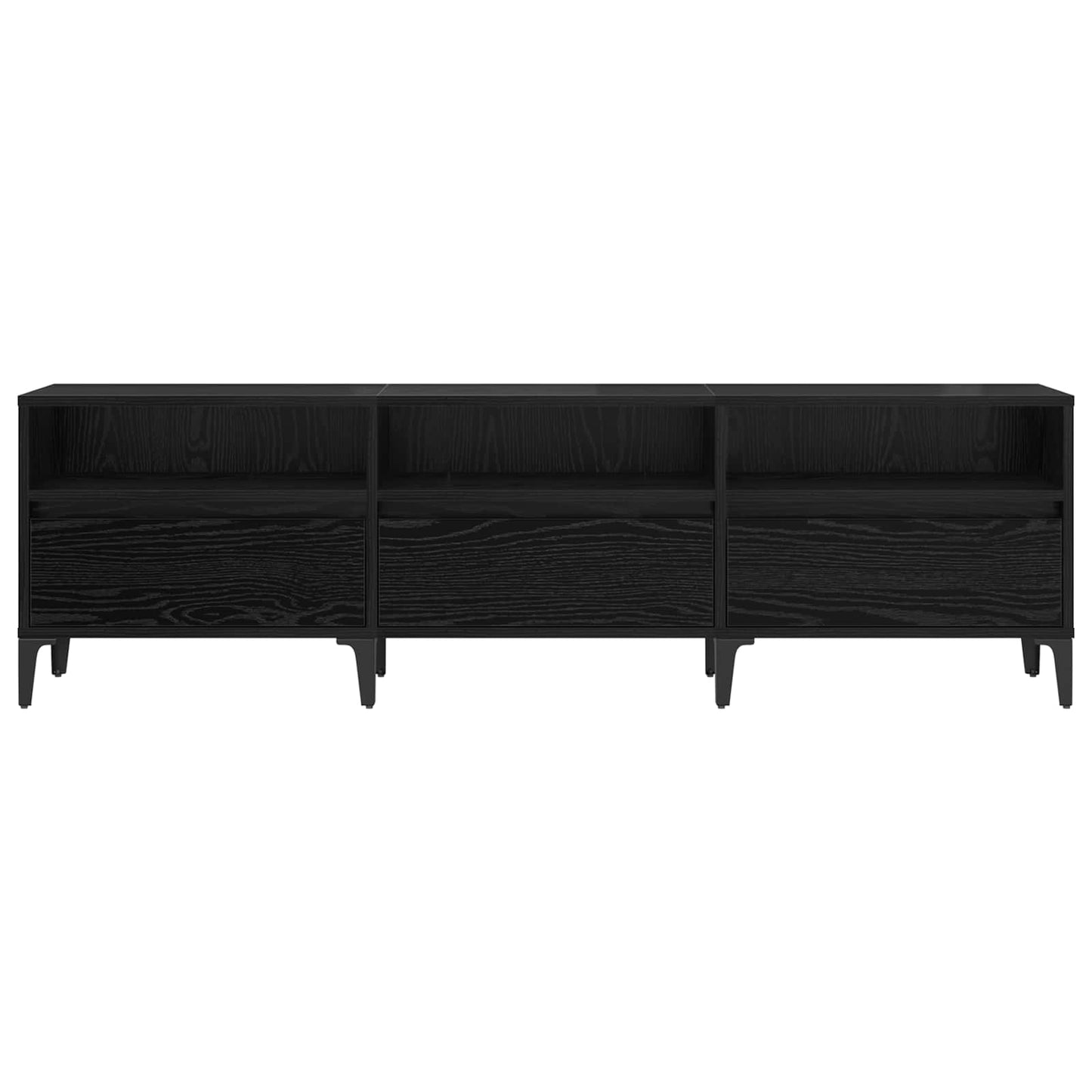 vidaXL TV Cabinet Black Oak 150 x 30 x 45 cm Engineered Wood and Iron