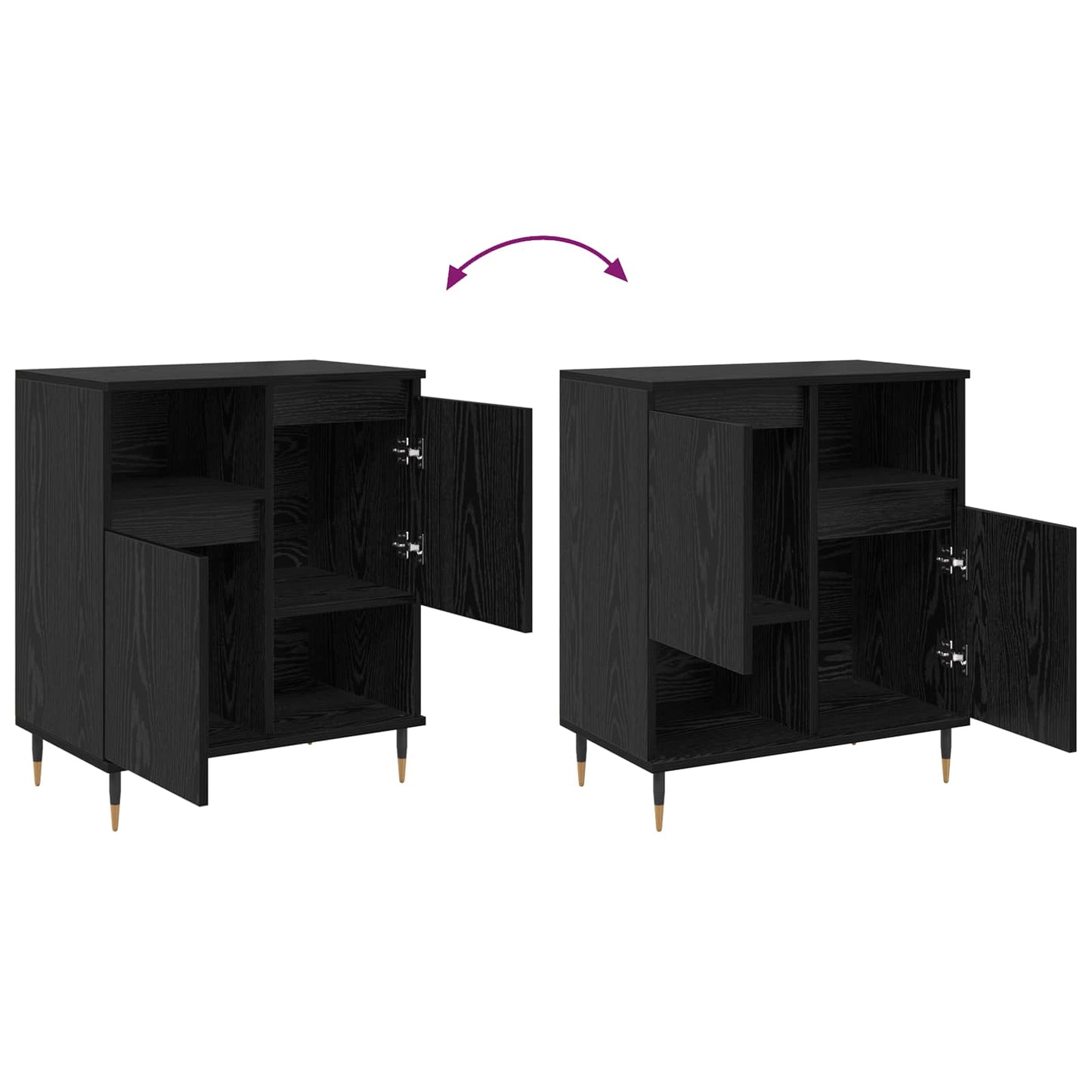 vidaXL Sideboard Black Oak 60 x 35 x 70 cm