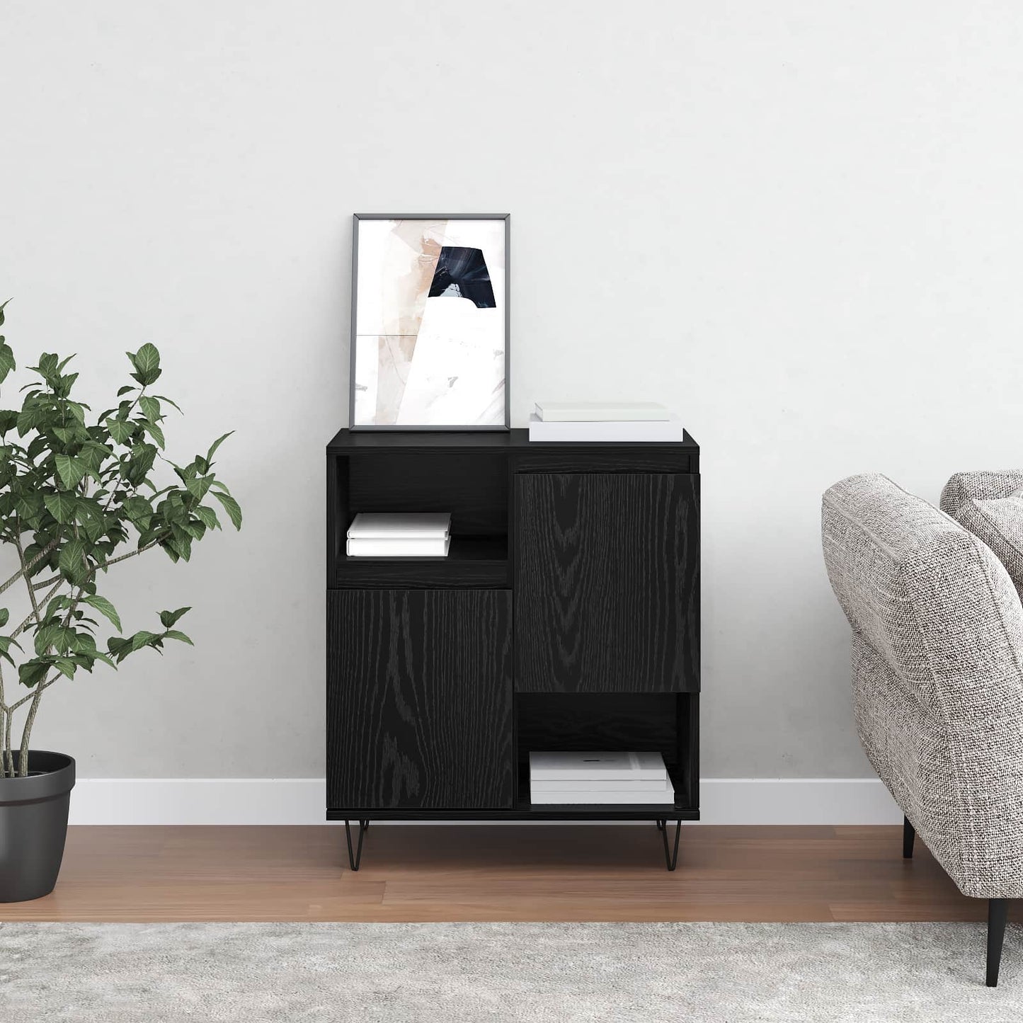 vidaXL Sideboard Black Oak 60 x 35 x 70 cm