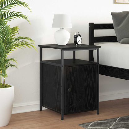 vidaXL Bedside Cabinet with Drawer 2 pcs Black oak Engineered Wood