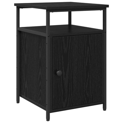 vidaXL Bedside Cabinet with Drawer 2 pcs Black oak Engineered Wood