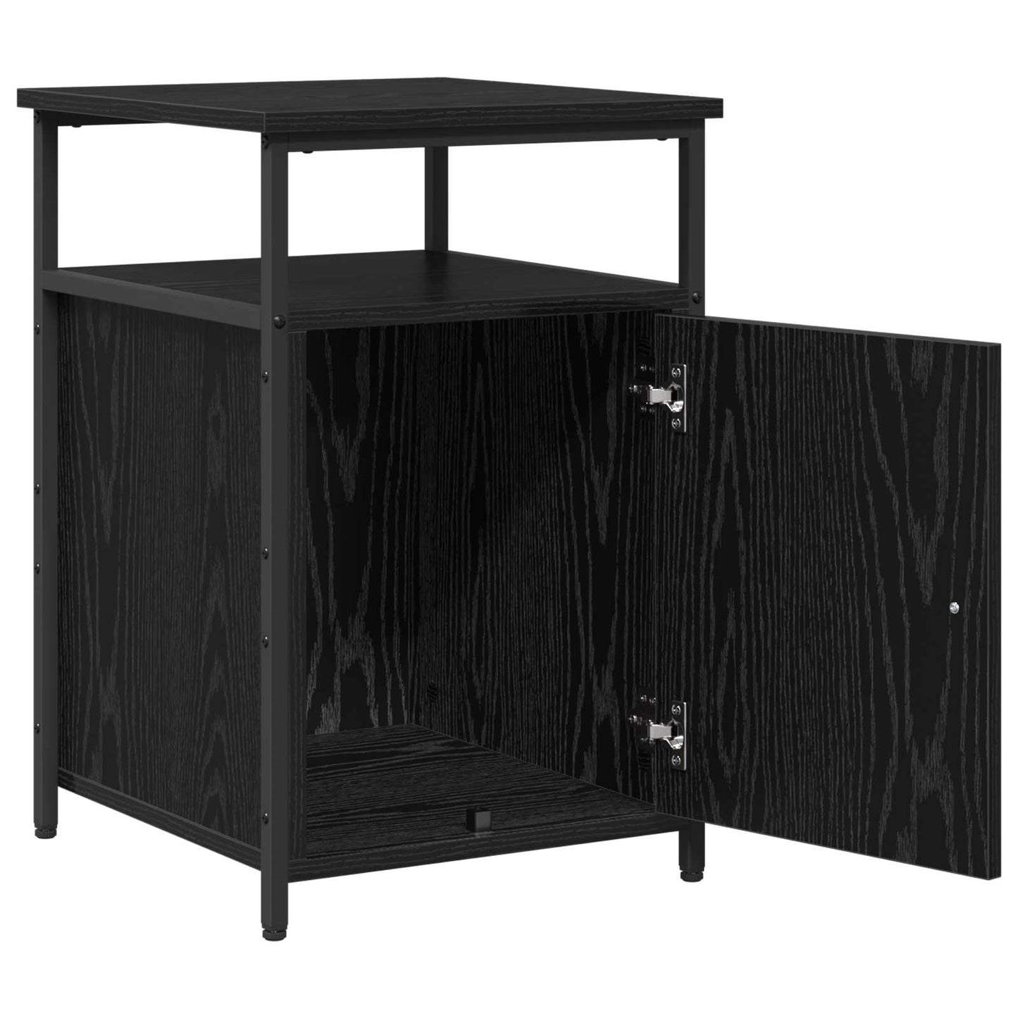 vidaXL Bedside Cabinet with Drawer 2 pcs Black oak Engineered Wood