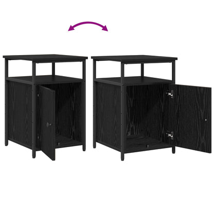 vidaXL Bedside Cabinet with Drawer 2 pcs Black oak Engineered Wood