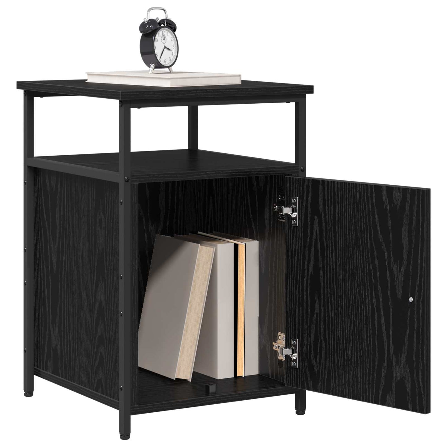 vidaXL Bedside Cabinet with Drawer 2 pcs Black oak Engineered Wood