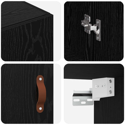vidaXL Wall Cabinet Black Oak 69.5 x 34 x 90 cm Engineered Wood