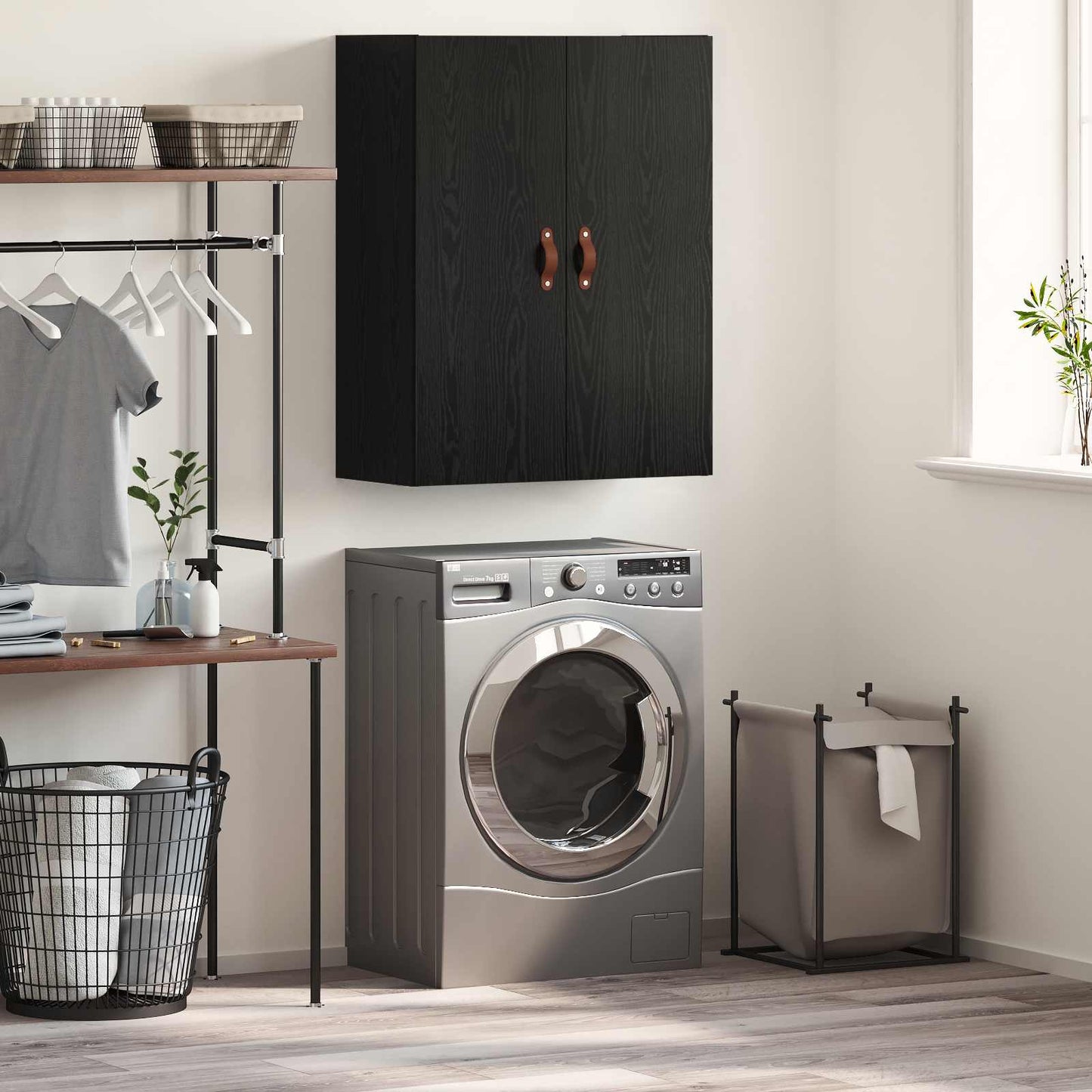 vidaXL Wall Cabinet Black Oak 69.5 x 34 x 90 cm Engineered Wood