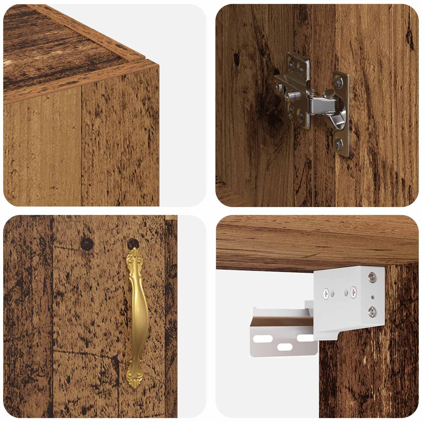 vidaXL Wall Cabinet Old Wood 69.5 x 34 x 90 cm Engineered Wood