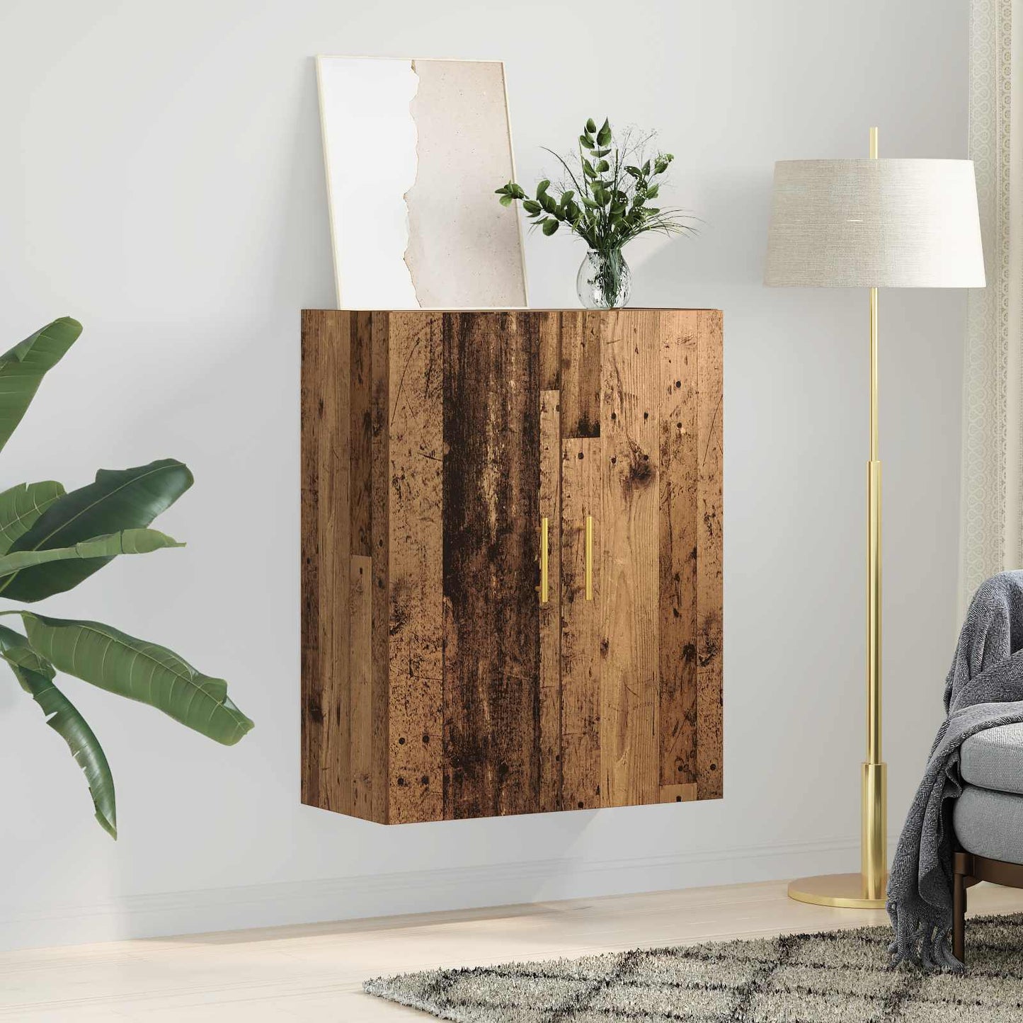 vidaXL Wall Cabinet Old Wood 69.5 x 34 x 90 cm Engineered Wood