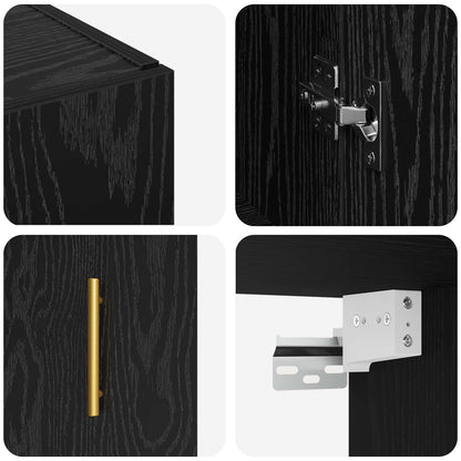 vidaXL Wall Cabinet Black Oak 69.5 x 34 x 90 cm Engineered Wood