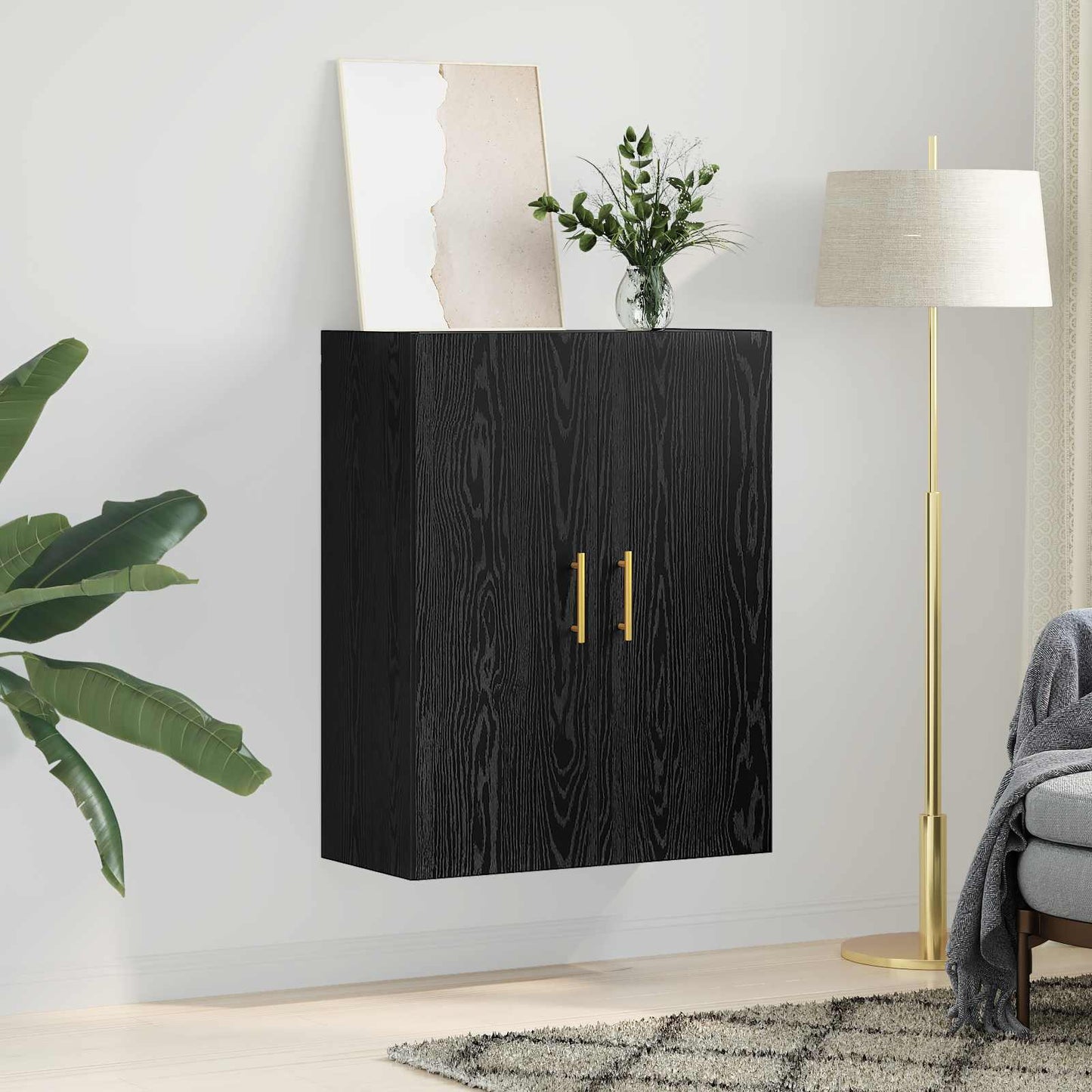 vidaXL Wall Cabinet Black Oak 69.5 x 34 x 90 cm Engineered Wood
