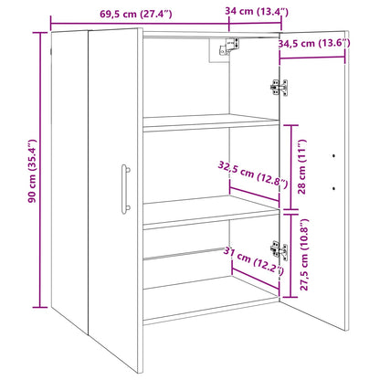 vidaXL Wall Cabinet Old Wood 69.5 x 34 x 90 cm Engineered Wood