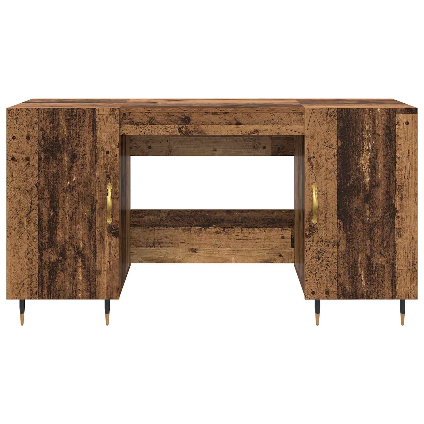 vidaXL Desk with Shelf Old wood 140 x 50 x 75 cm Engineered wood