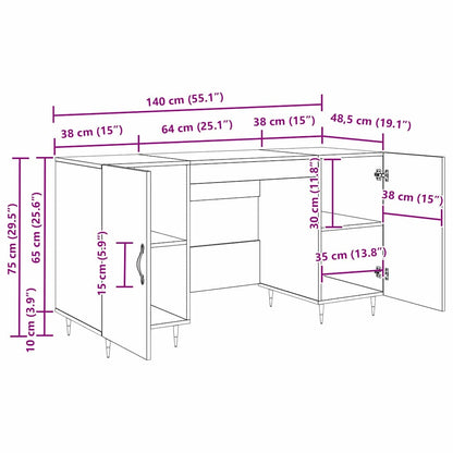 vidaXL Desk with Shelf Artisan oak 140 x 50 x 75 cm Engineered wood