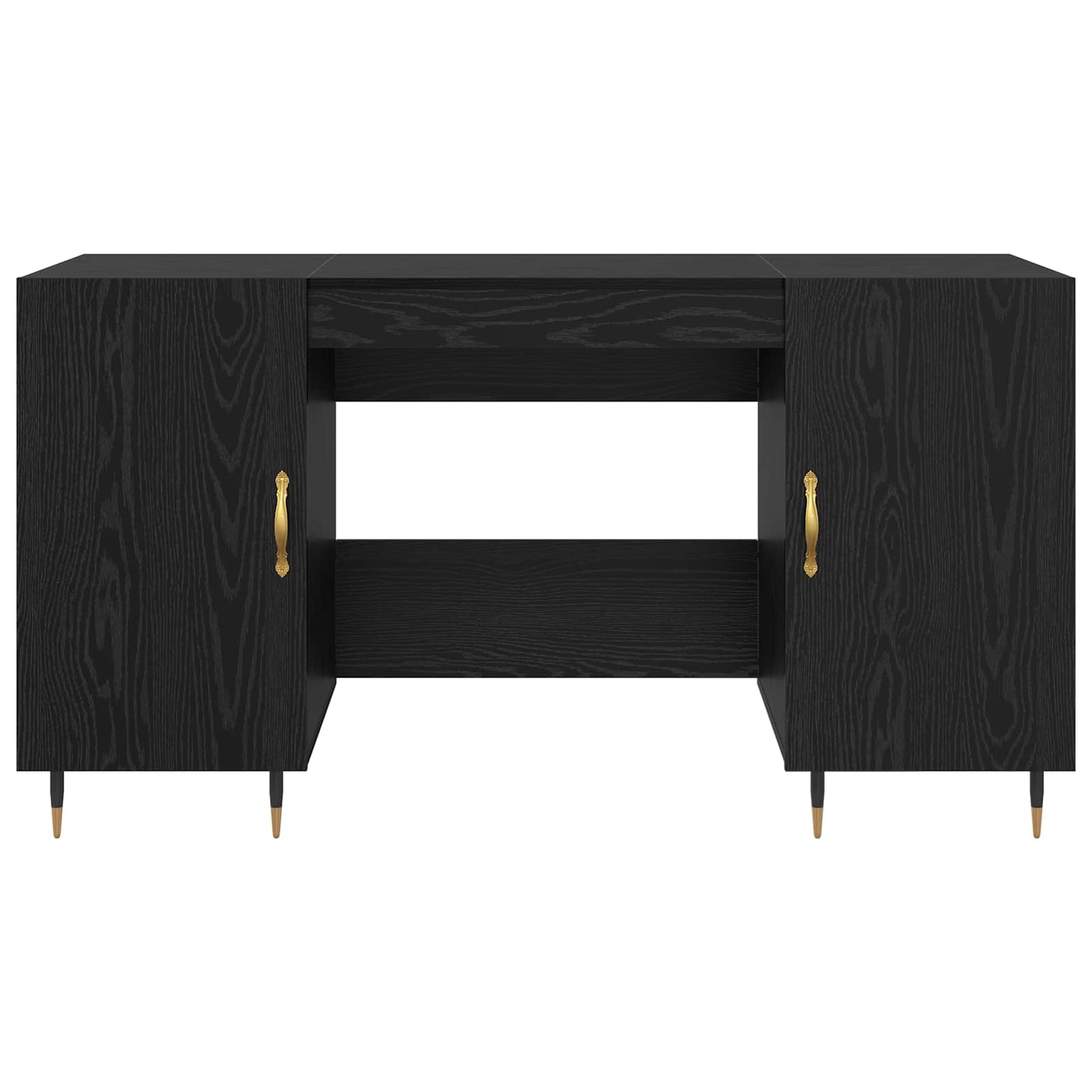 vidaXL Desk with Shelf Black oak 140 x 50 x 75 cm Engineered wood