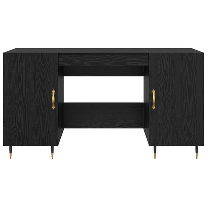 vidaXL Desk with Shelf Black oak 140 x 50 x 75 cm Engineered wood