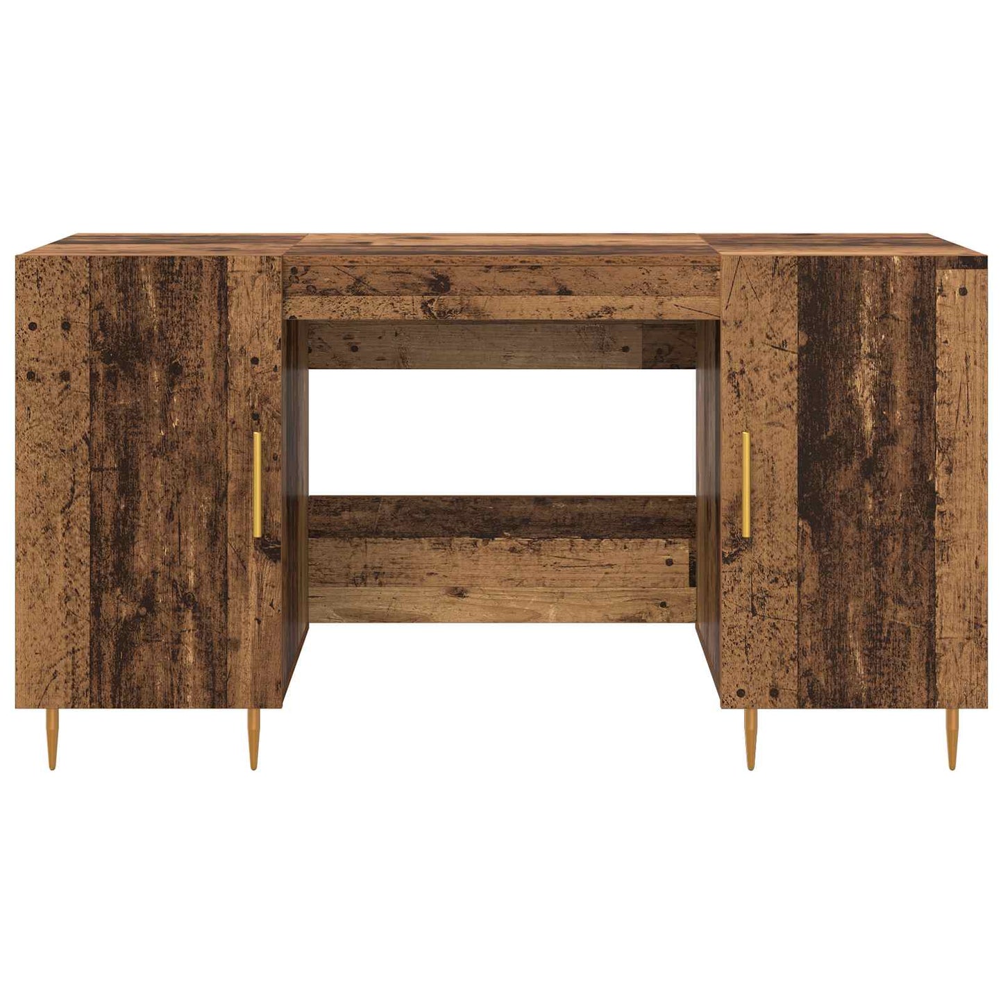 vidaXL Desk with Shelf Old wood 140 x 50 x 75 cm Engineered wood