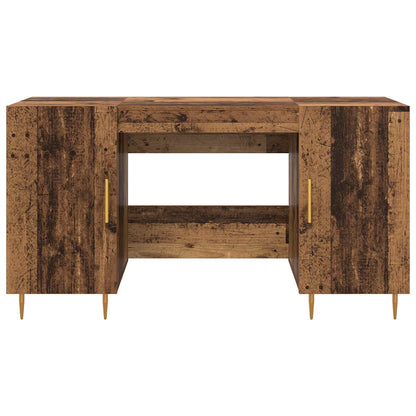 vidaXL Desk with Shelf Old wood 140 x 50 x 75 cm Engineered wood