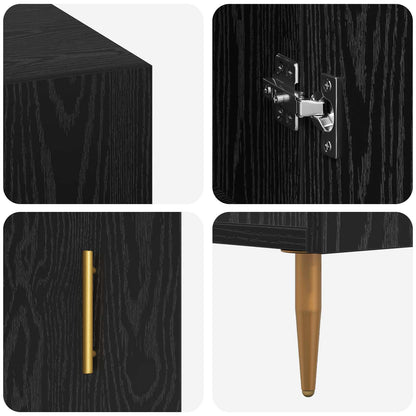 vidaXL Desk with Shelf Black oak 140 x 50 x 75 cm Engineered wood