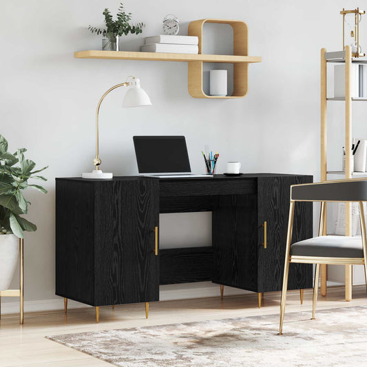 vidaXL Desk Black oak Engineered wood 140 x 50 x 75 cm