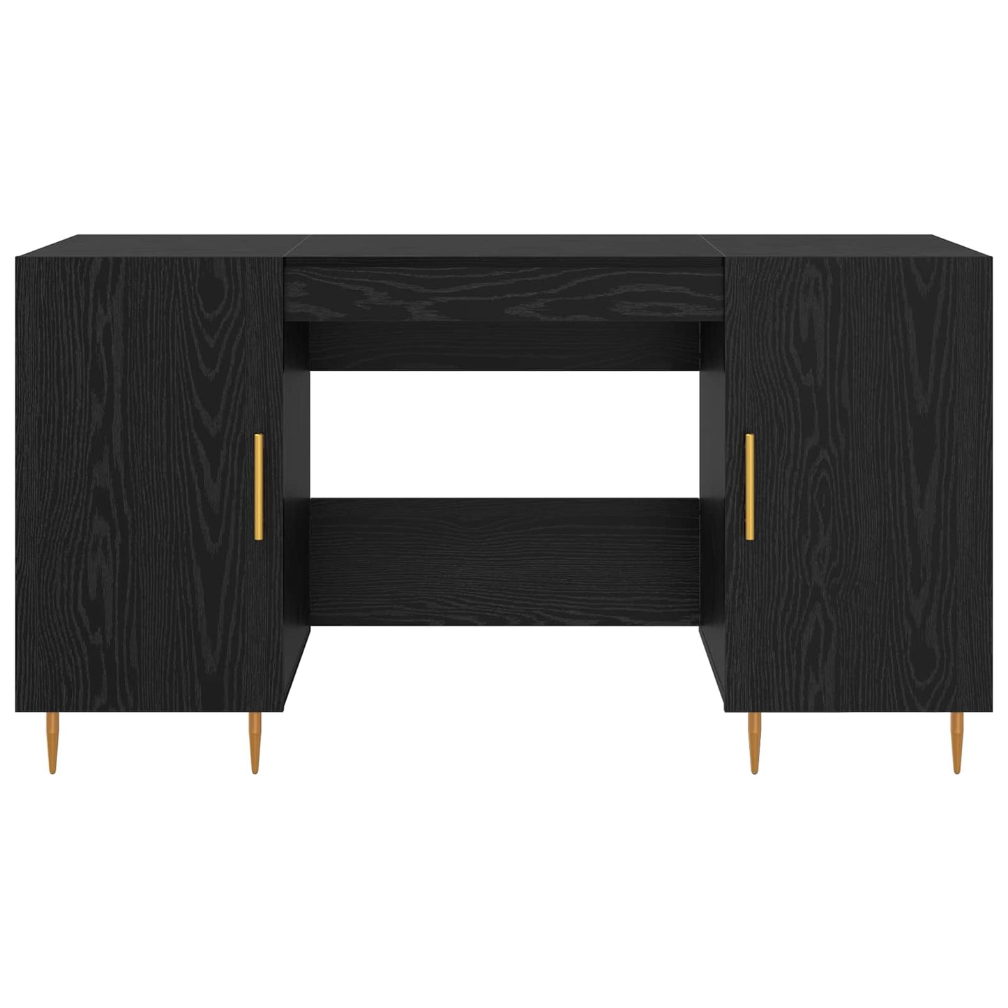 vidaXL Desk with Shelf Black oak 140 x 50 x 75 cm Engineered wood