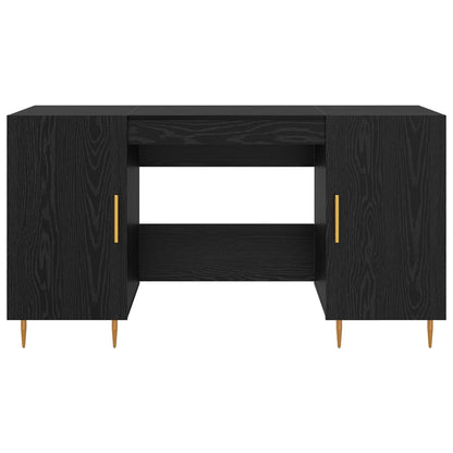 vidaXL Desk with Shelf Black oak 140 x 50 x 75 cm Engineered wood