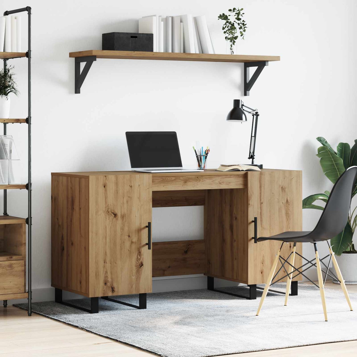 vidaXL Desk Artisan oak Engineered wood 140 x 50 x 75 cm