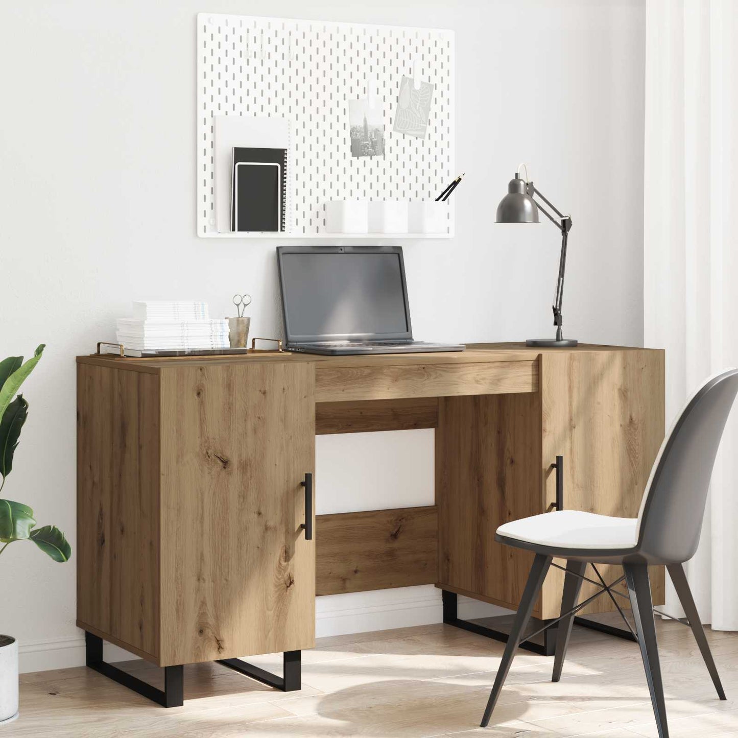 vidaXL Desk Artisan oak Engineered wood 140 x 50 x 75 cm