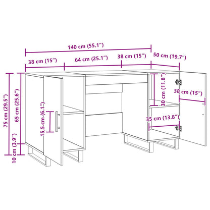 vidaXL Desk Artisan oak Engineered wood 140 x 50 x 75 cm