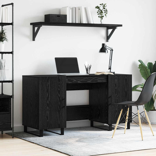 vidaXL Desk Black oak Engineered wood 140 x 50 x 75 cm