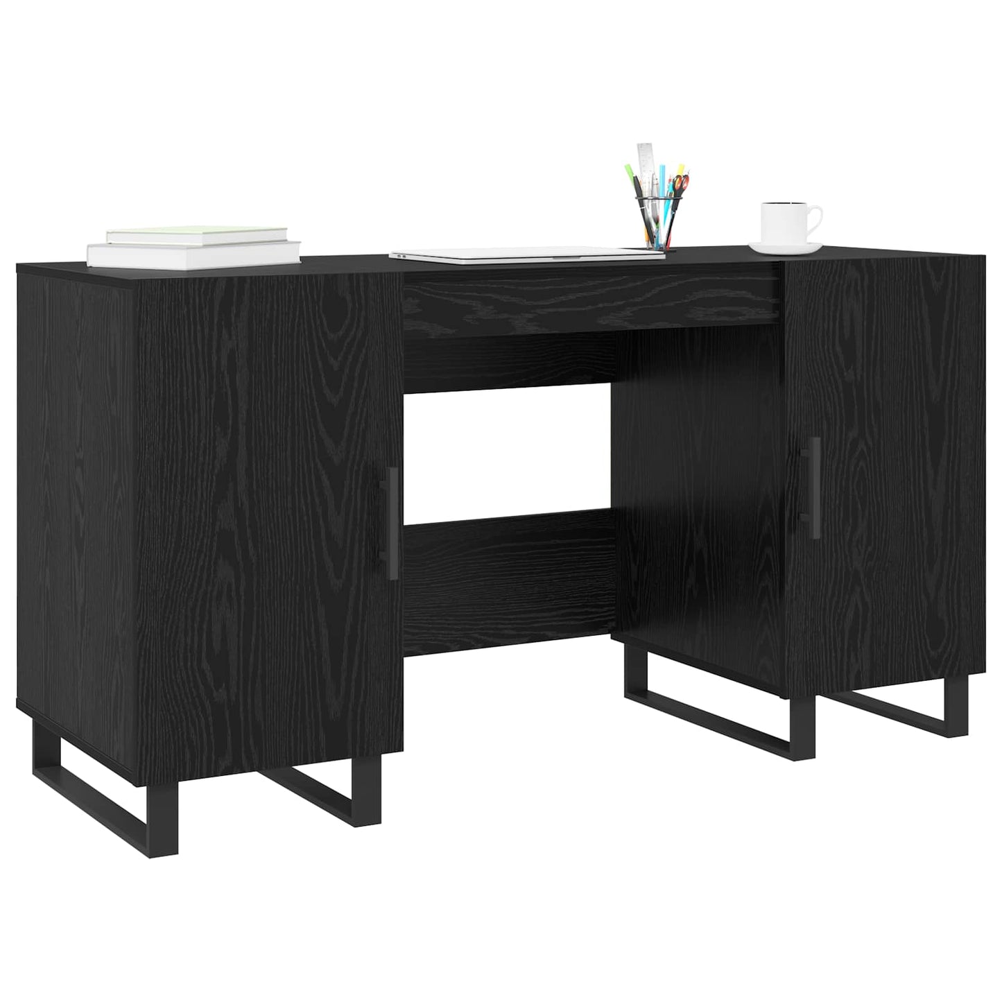 vidaXL Desk Black oak Engineered wood 140 x 50 x 75 cm
