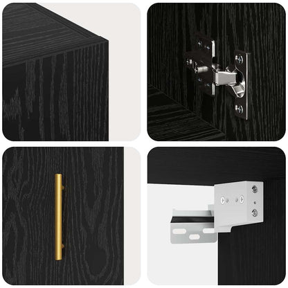 vidaXL Wall Cabinet Black oak 60 x 31 x 70 cm Engineered wood