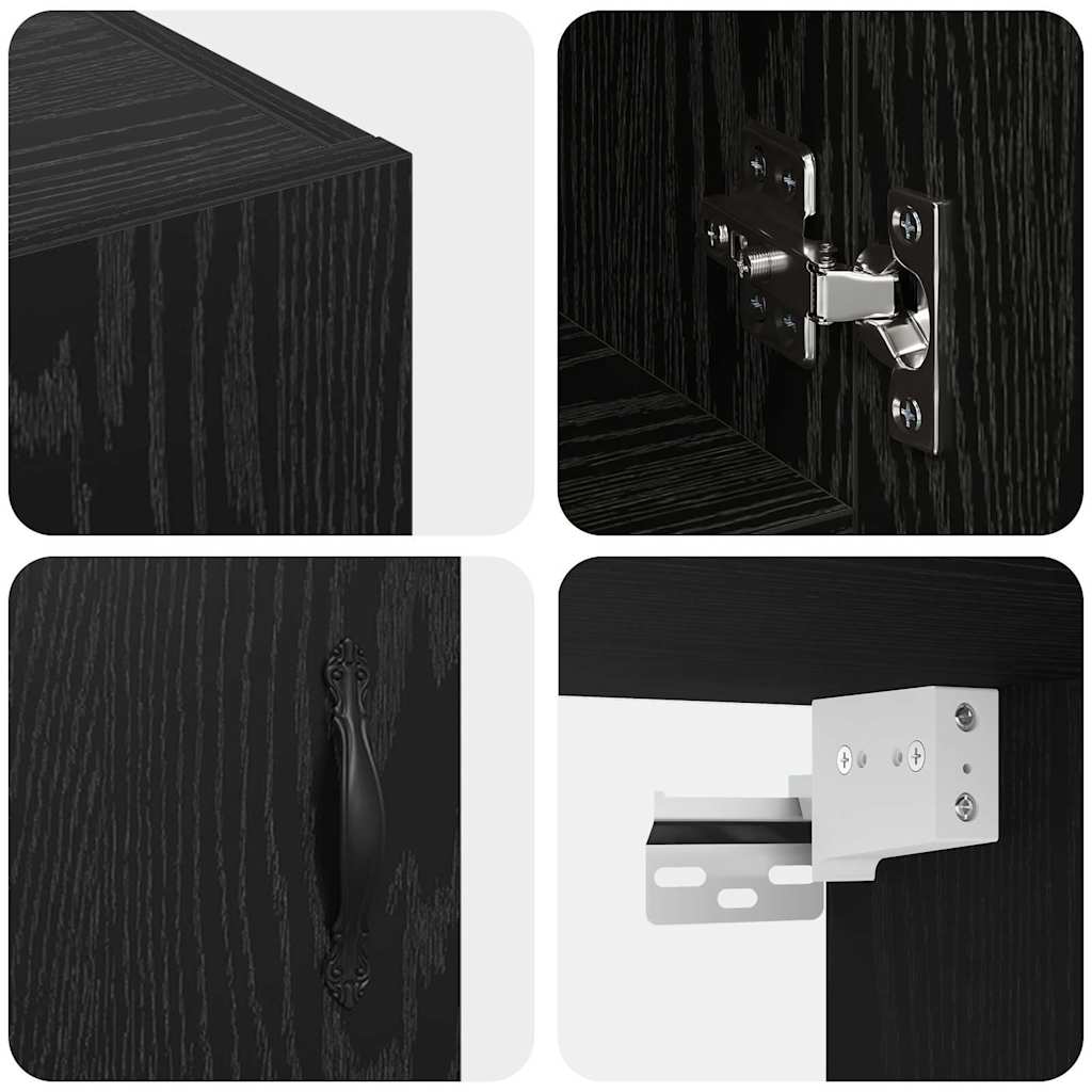 vidaXL Wall-Mounted Cabinet Black Oak 60 x 31 x 70 cm Engineered Wood