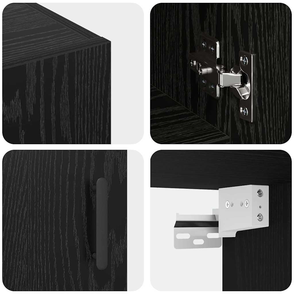 vidaXL Wall-Mounted Cabinet Black Oak 60 x 31 x 70 cm Engineered Wood