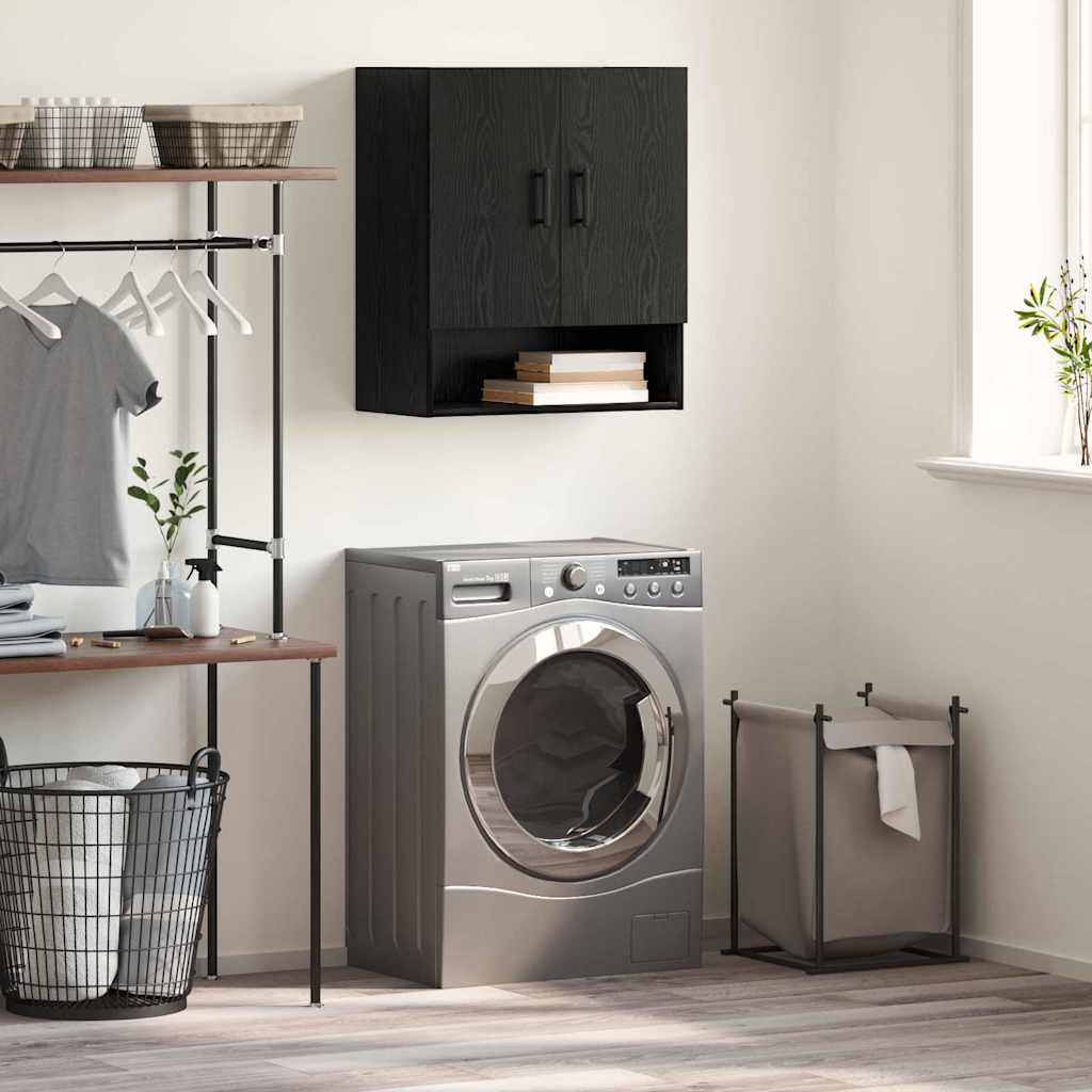 vidaXL Wall-Mounted Cabinet Black Oak 60 x 31 x 70 cm Engineered Wood