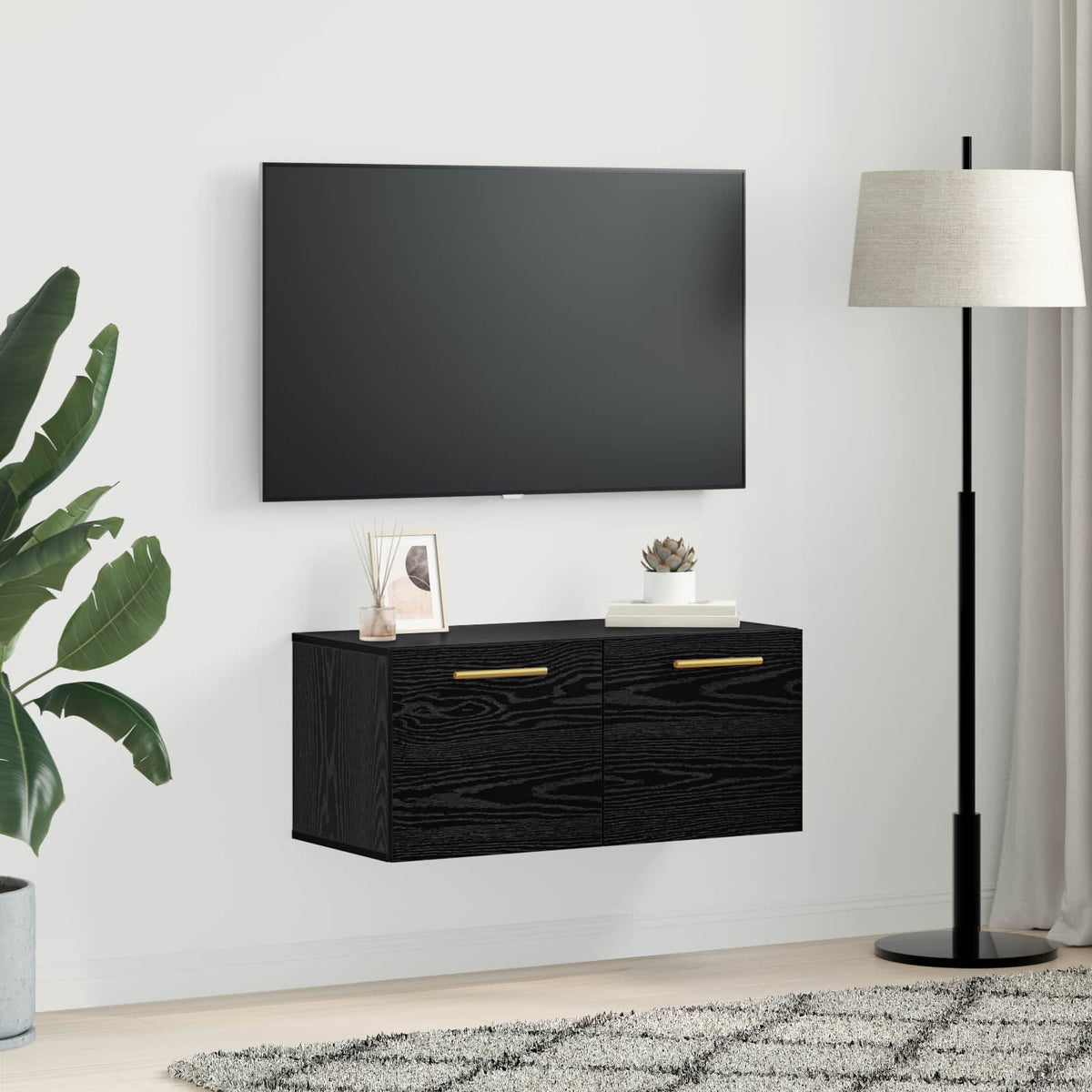 vidaXL Wall Cabinet 80 x 36.5 x 35 cm Engineered Wood Black oak
