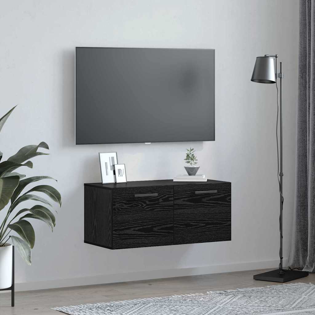 vidaXL Wall Cabinet Black oak 80 x 36.5 x 35 cm Engineered wood