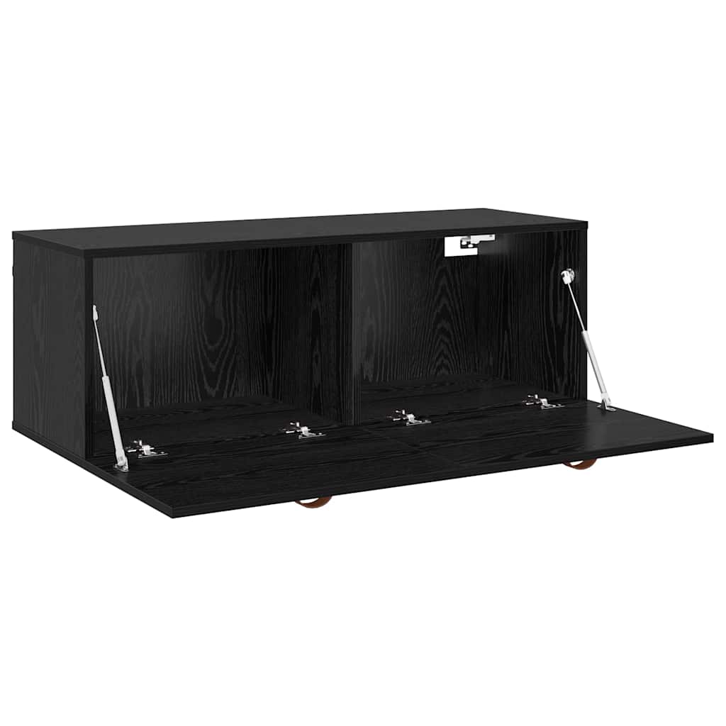 vidaXL Wall-Mounted Cabinet Wall-mounted Black Oak 100 x 36.5 x 35 cm
