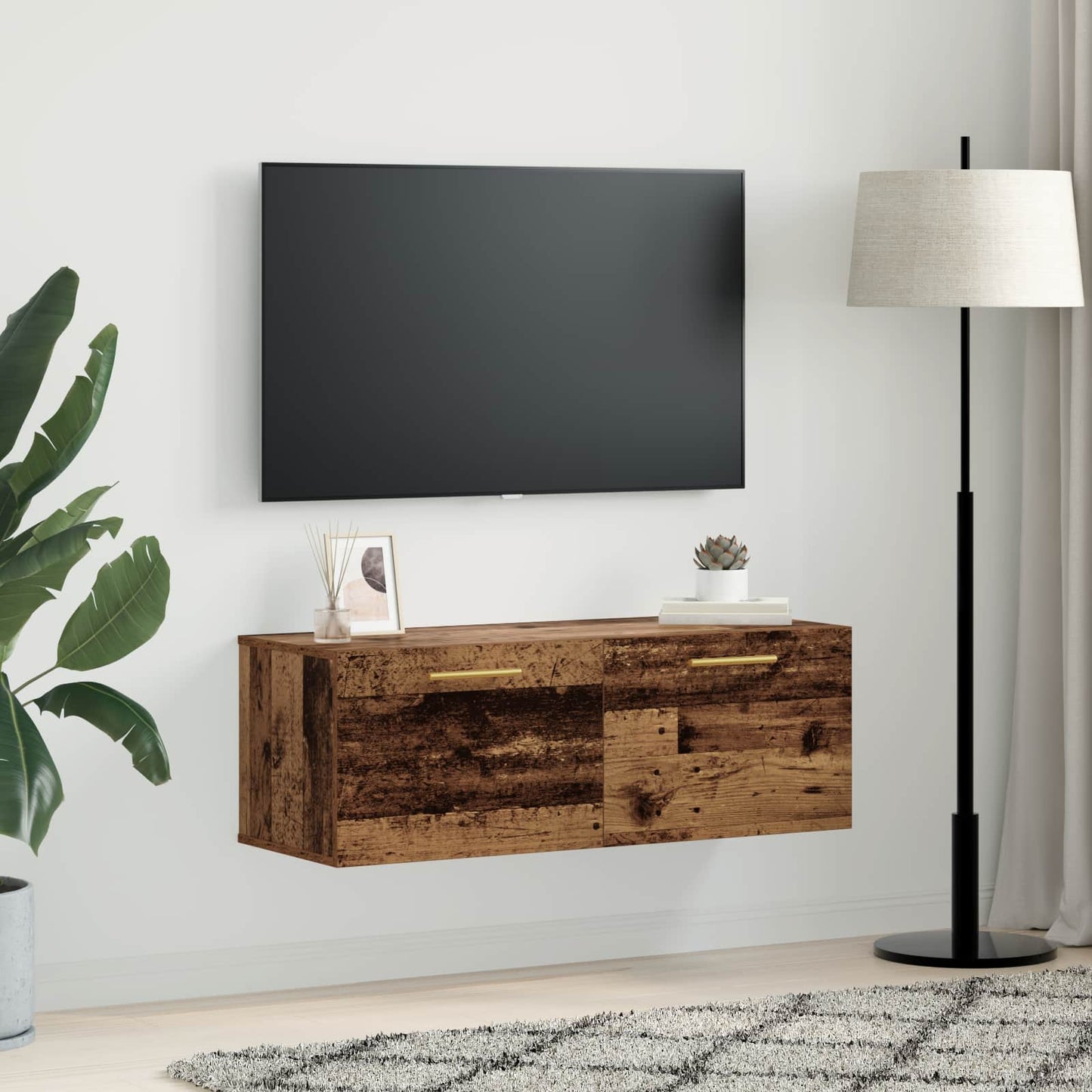 vidaXL Wall Cabinet Old wood 100 x 36.5 x 35 cm Engineered wood