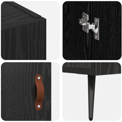 vidaXL Sideboard Black Oak 89.5 x 34 x 80 cm Engineered Wood