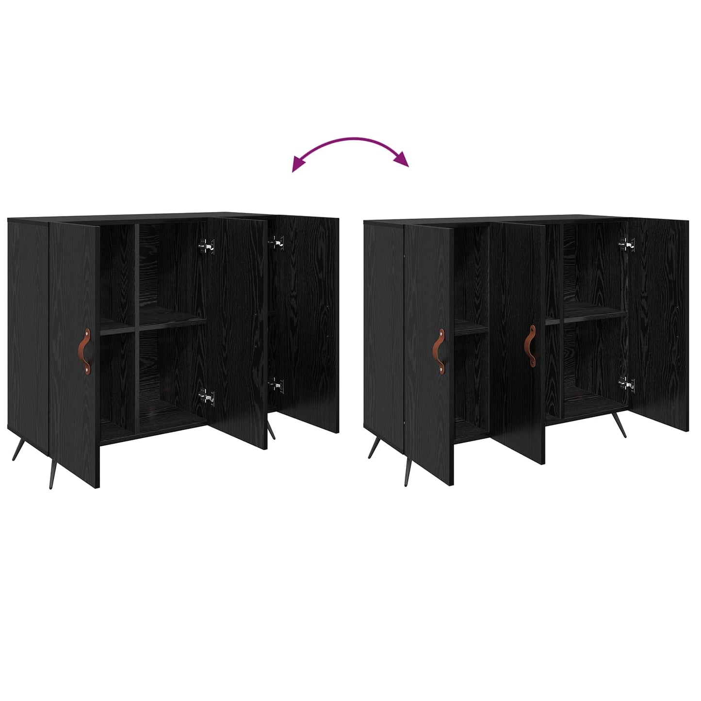 vidaXL Sideboard Black Oak 89.5 x 34 x 80 cm Engineered Wood