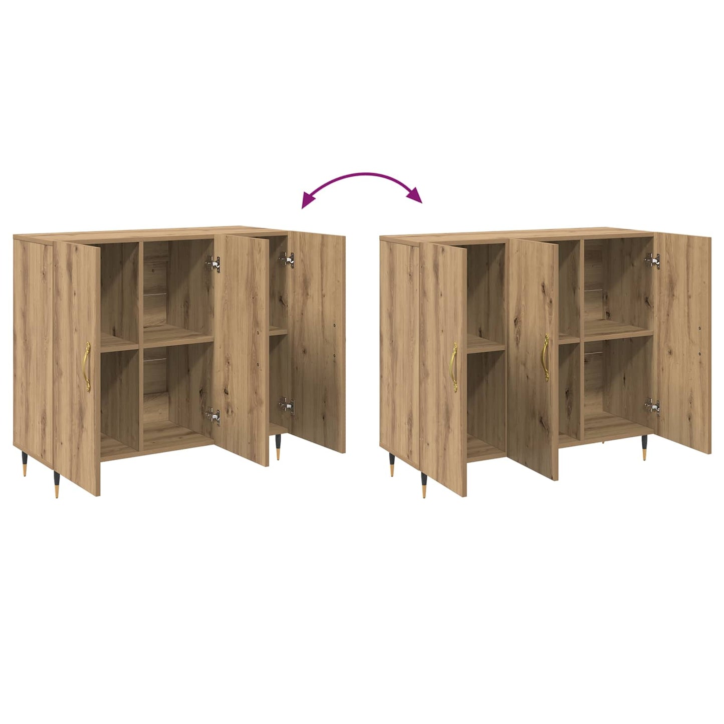 vidaXL Sideboard Artisan Oak 90 x 34 x 80 cm Engineered Wood