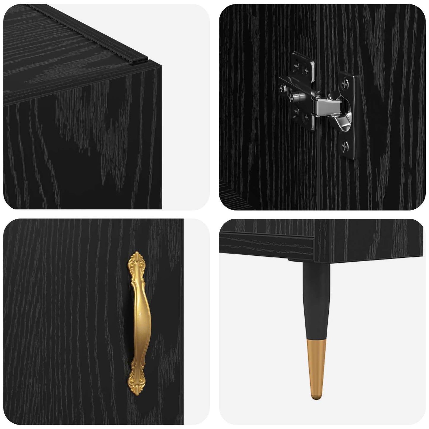 vidaXL Sideboard Black Oak 90 x 34 x 80 cm Engineered Wood