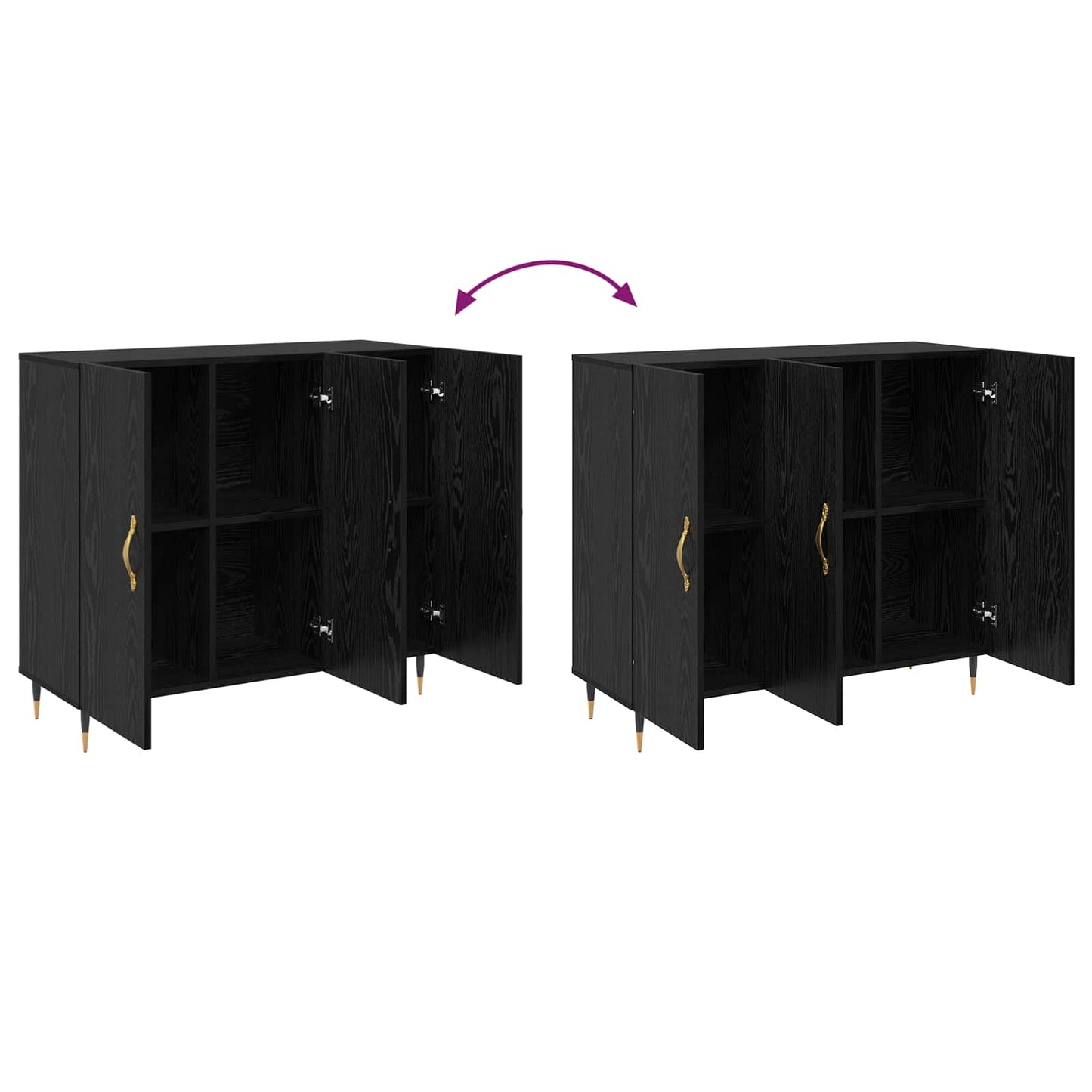 vidaXL Sideboard Black Oak 90 x 34 x 80 cm Engineered Wood
