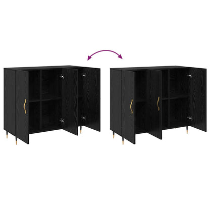 vidaXL Sideboard Black Oak 90 x 34 x 80 cm Engineered Wood