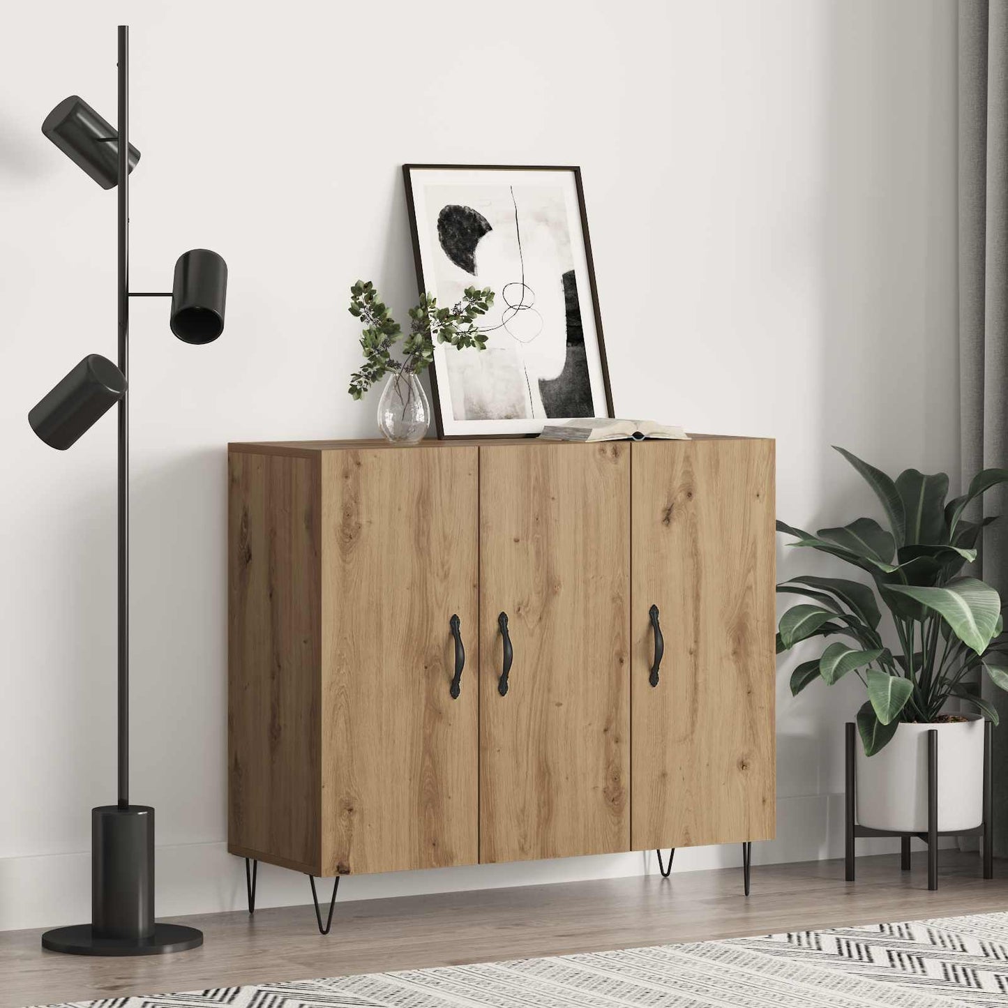 vidaXL Sideboard Artisan Oak 90 x 32.5 x 80 cm Engineered Wood